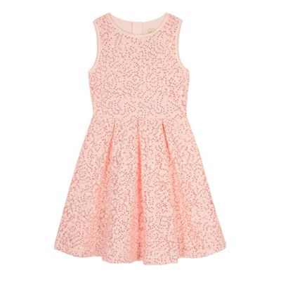 Yumi Girl Pink Sequin Embellished Lace Dress